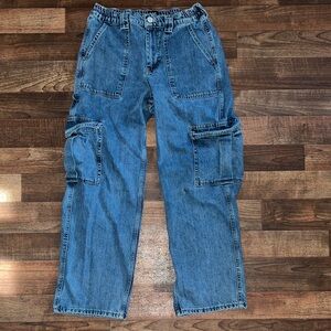 BDG Medium Blue Straight-Leg Cargo Denim Pants